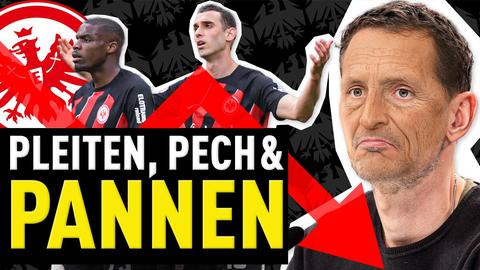 Collage: "Pleiten, Pech & Pannen" steht neben dem Gesicht von Dino Toppmöller geschrieben.