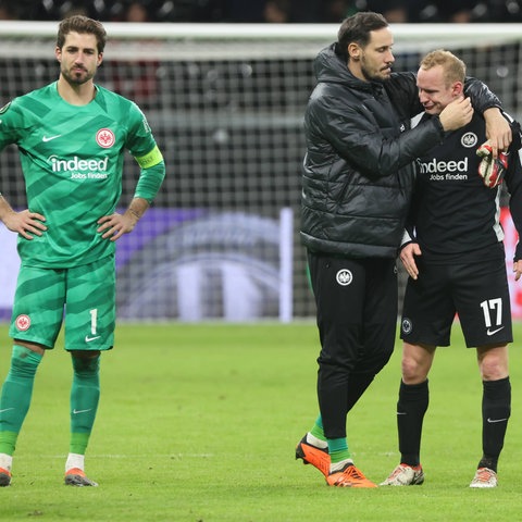 Eintracht-Spieler nach dem Ausscheiden.